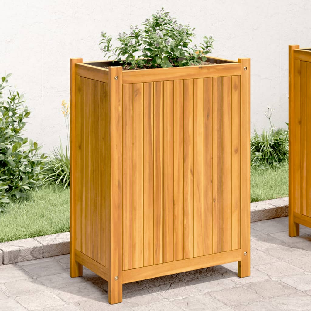 vidaXL Pflanzkübel mit Einlage 31x31x75 cm Massivholz Akazie