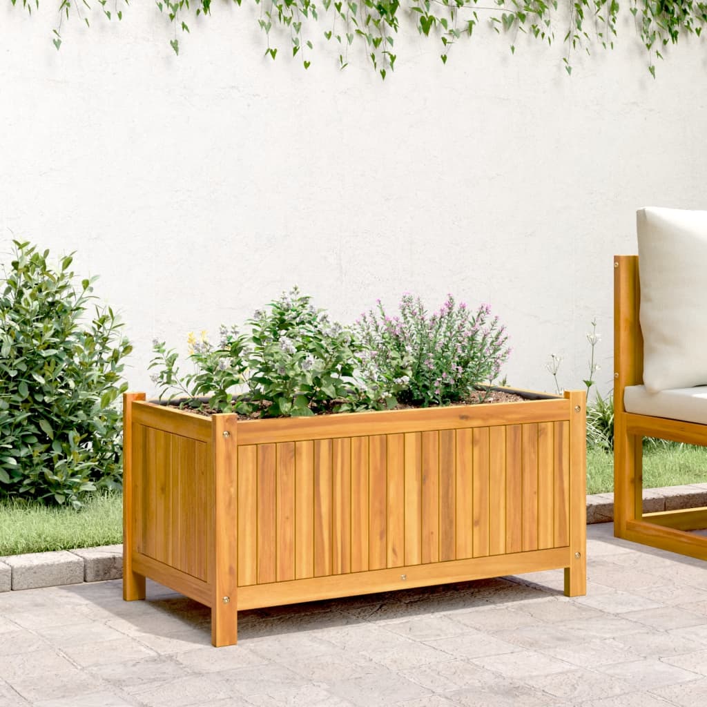 vidaXL Pflanzkübel mit Einlage 80x42x40 cm Massivholz Akazie