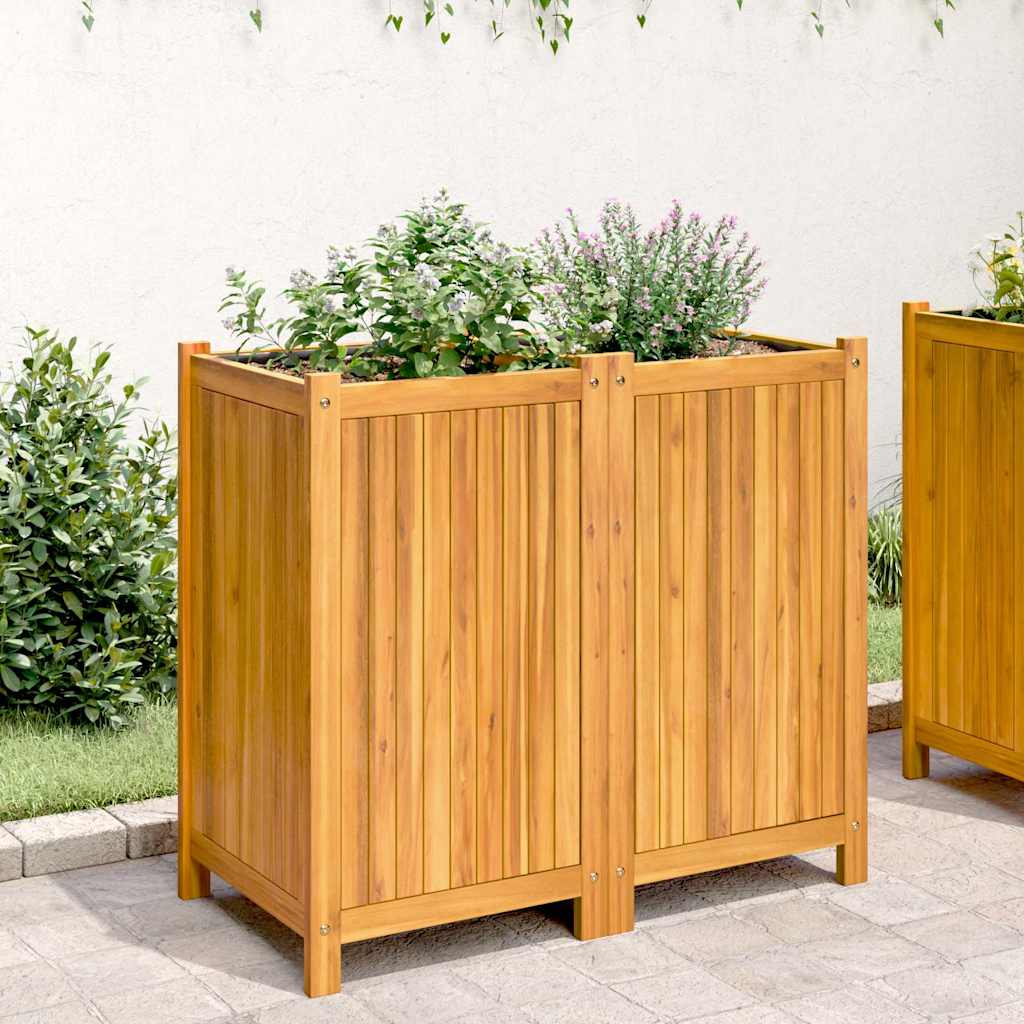 vidaXL Pflanzkübel mit Einlage 84x42x75 cm Massivholz Akazie