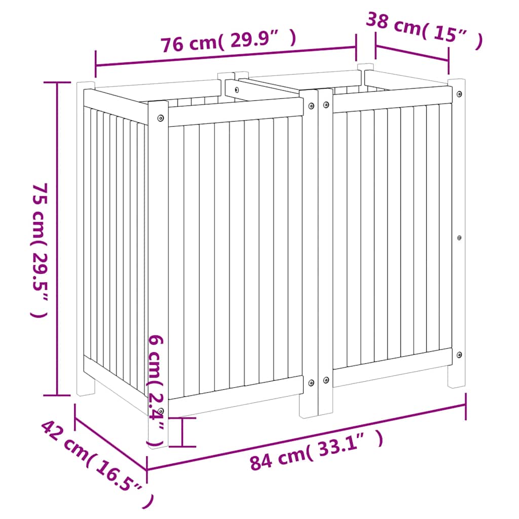vidaXL Pflanzkübel mit Einlage 84x42x75 cm Massivholz Akazie