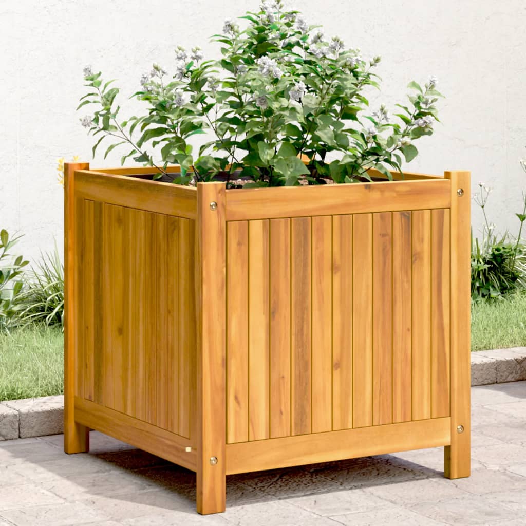 vidaXL Pflanzkübel mit Einlage 50x50x50 cm Massivholz Akazie