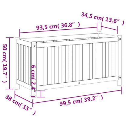 vidaXL Pflanzkübel mit Einlage 99,5x38x50 cm Massivholz Akazie