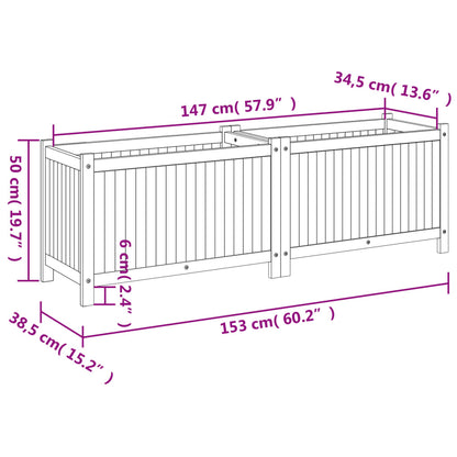 vidaXL Pflanzkübel mit Einlage 153x38,5x50 cm Massivholz Akazie