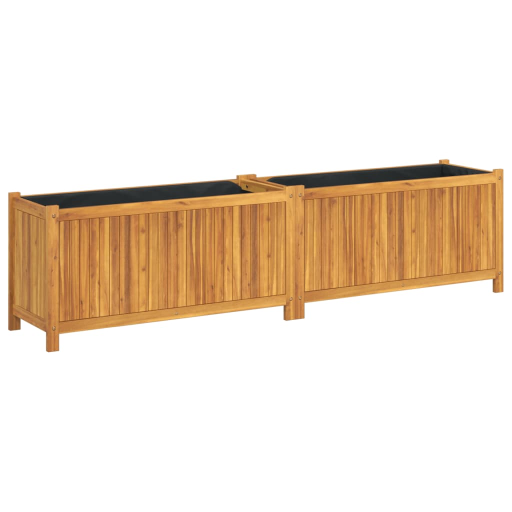 vidaXL Pflanzkübel mit Einlage 199x38,5x50 cm Massivholz Akazie