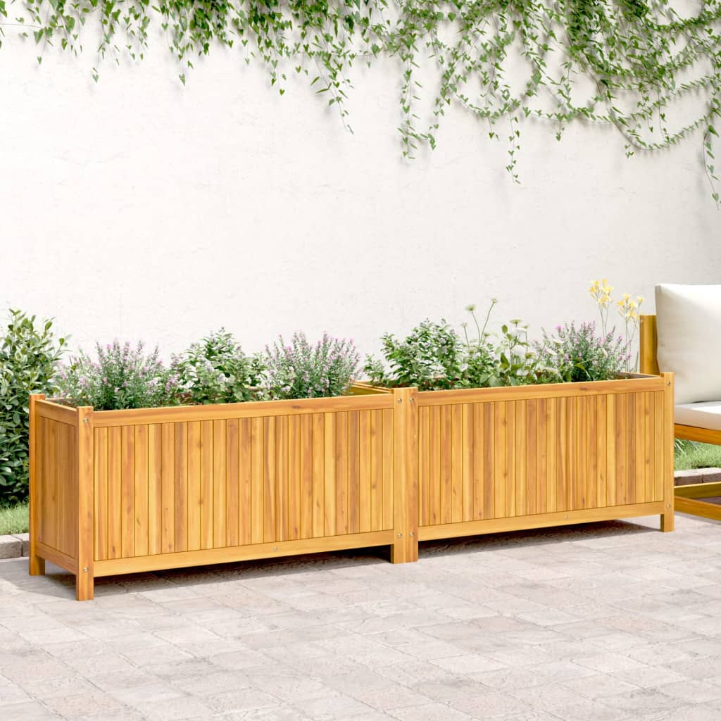 vidaXL Pflanzkübel mit Einlage 199x38,5x50 cm Massivholz Akazie