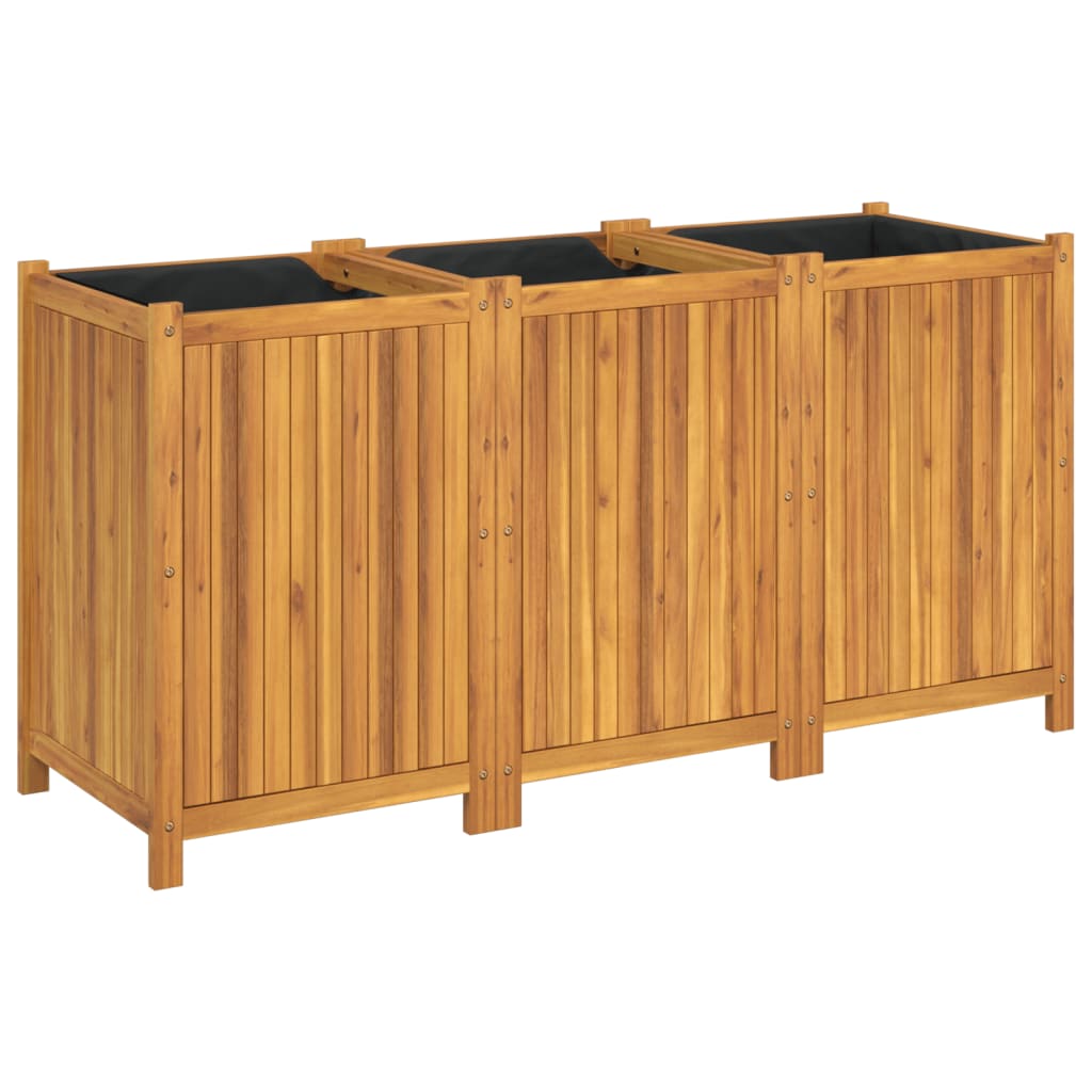vidaXL Pflanzkübel mit Einlage 150x50x75 cm Massivholz Akazie