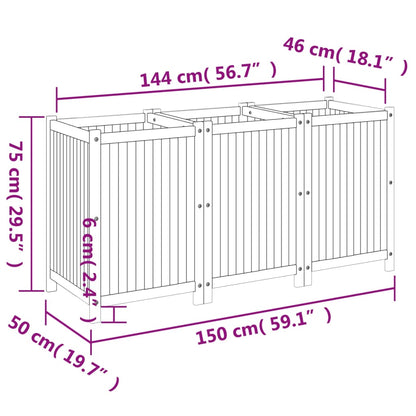 vidaXL Pflanzkübel mit Einlage 150x50x75 cm Massivholz Akazie