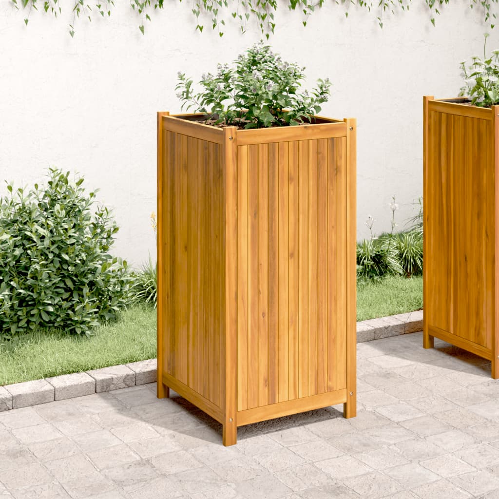 vidaXL Pflanzkübel mit Einlage 50x50x100 cm Massivholz Akazie