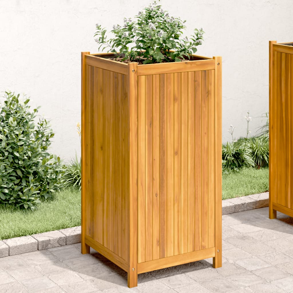 vidaXL Pflanzkübel mit Einlage 50x50x100 cm Massivholz Akazie