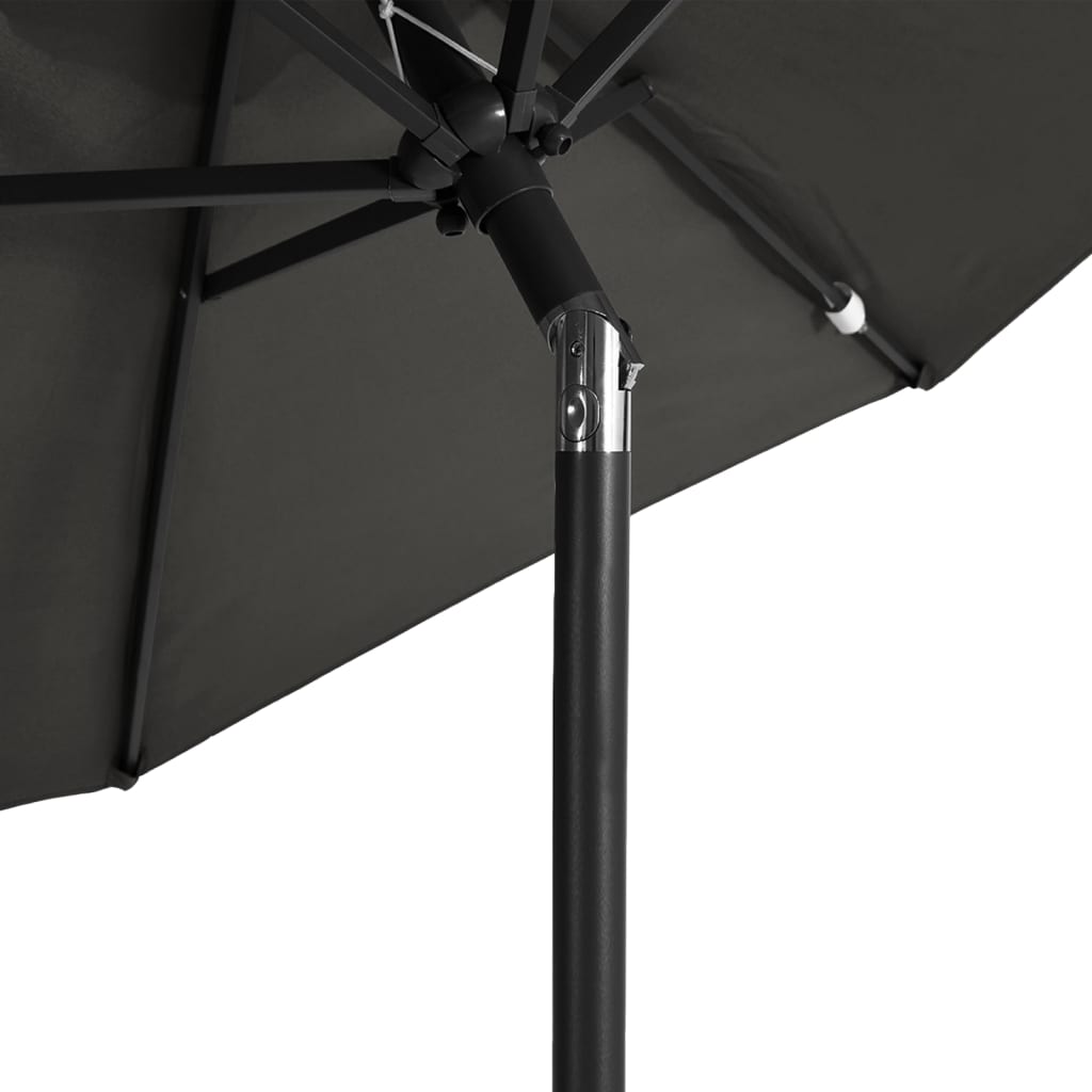 vidaXL Parasol à mât en acier anthracite 225x225x212 cm