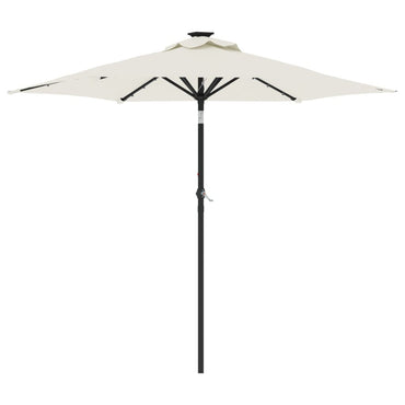 vidaXL Sonnenschirm mit LED und Stahlmast Weiß 225x225x212 cm