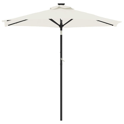 vidaXL Sonnenschirm mit LED und Stahlmast Weiß 225x225x212 cm