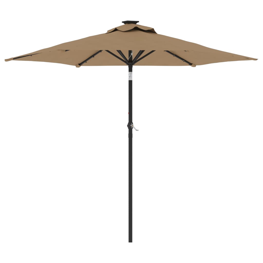 vidaXL Sonnenschirm mit LED und Stahlmast Taupe 225x225x212 cm
