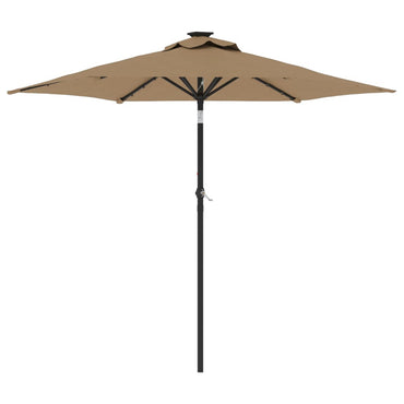 vidaXL Sonnenschirm mit LED und Stahlmast Taupe 225x225x212 cm