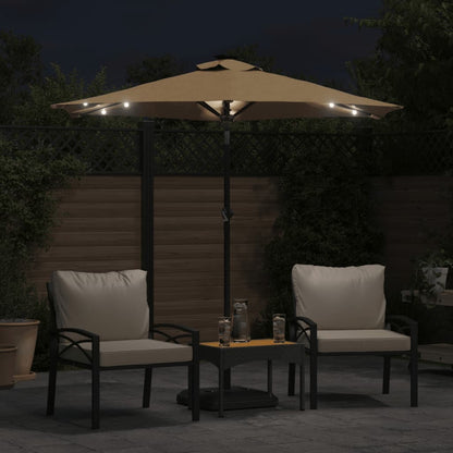 vidaXL Sonnenschirm mit LED und Stahlmast Taupe 225x225x212 cm
