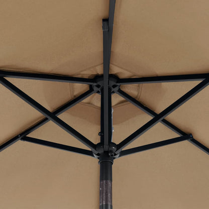 vidaXL Sonnenschirm mit LED und Stahlmast Taupe 225x225x212 cm