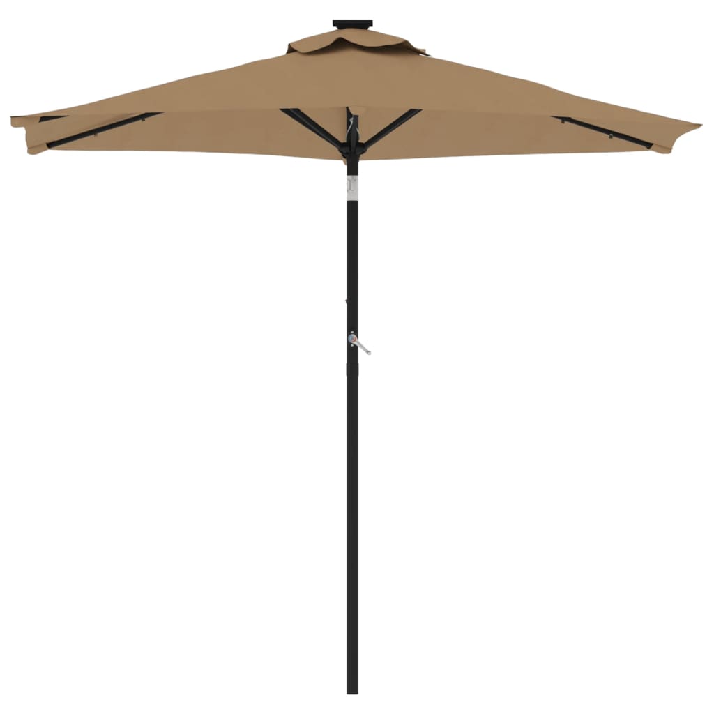 vidaXL Sonnenschirm mit LED und Stahlmast Taupe 225x225x212 cm