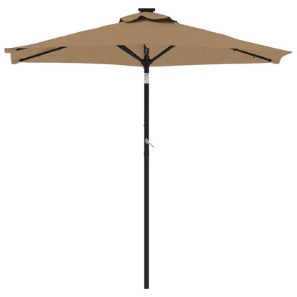 vidaXL Sonnenschirm mit LED und Stahlmast Taupe 225x225x212 cm