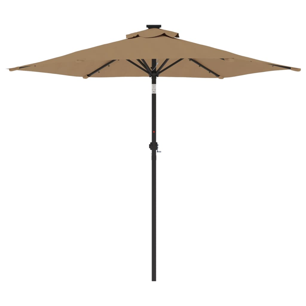 vidaXL Sonnenschirm mit LED und Stahlmast Taupe 225x225x212 cm