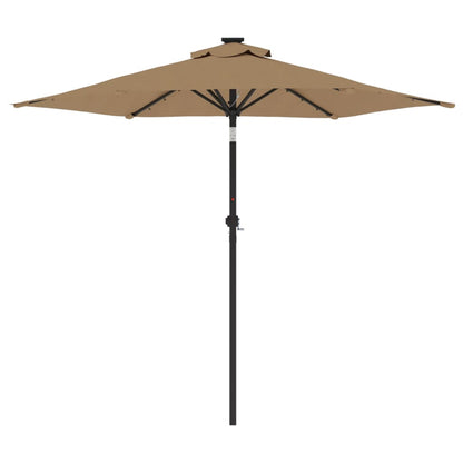 vidaXL Sonnenschirm mit LED und Stahlmast Taupe 225x225x212 cm