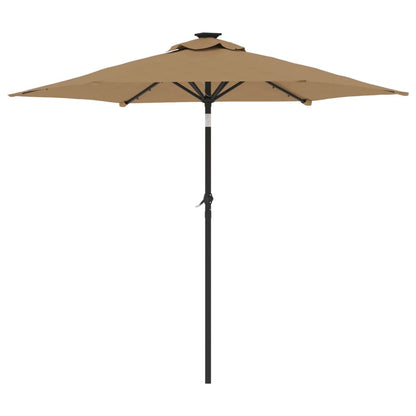 vidaXL Sonnenschirm mit LED und Stahlmast Taupe 225x225x212 cm