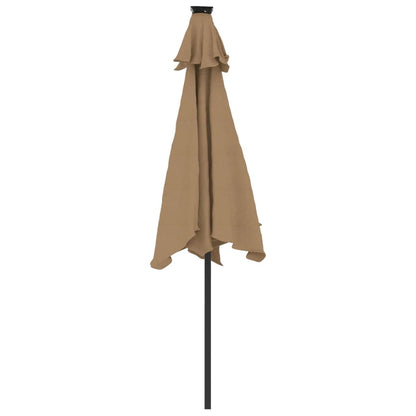 vidaXL Sonnenschirm mit LED und Stahlmast Taupe 225x225x212 cm