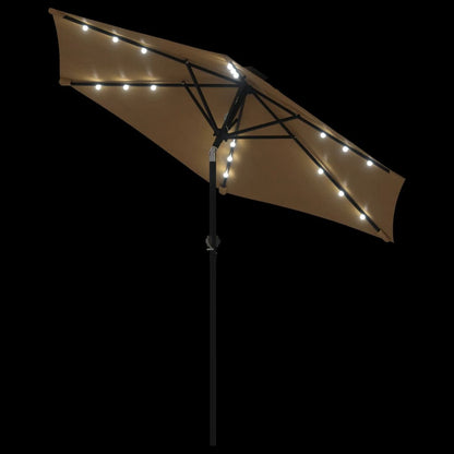 vidaXL Sonnenschirm mit LED und Stahlmast Taupe 225x225x212 cm