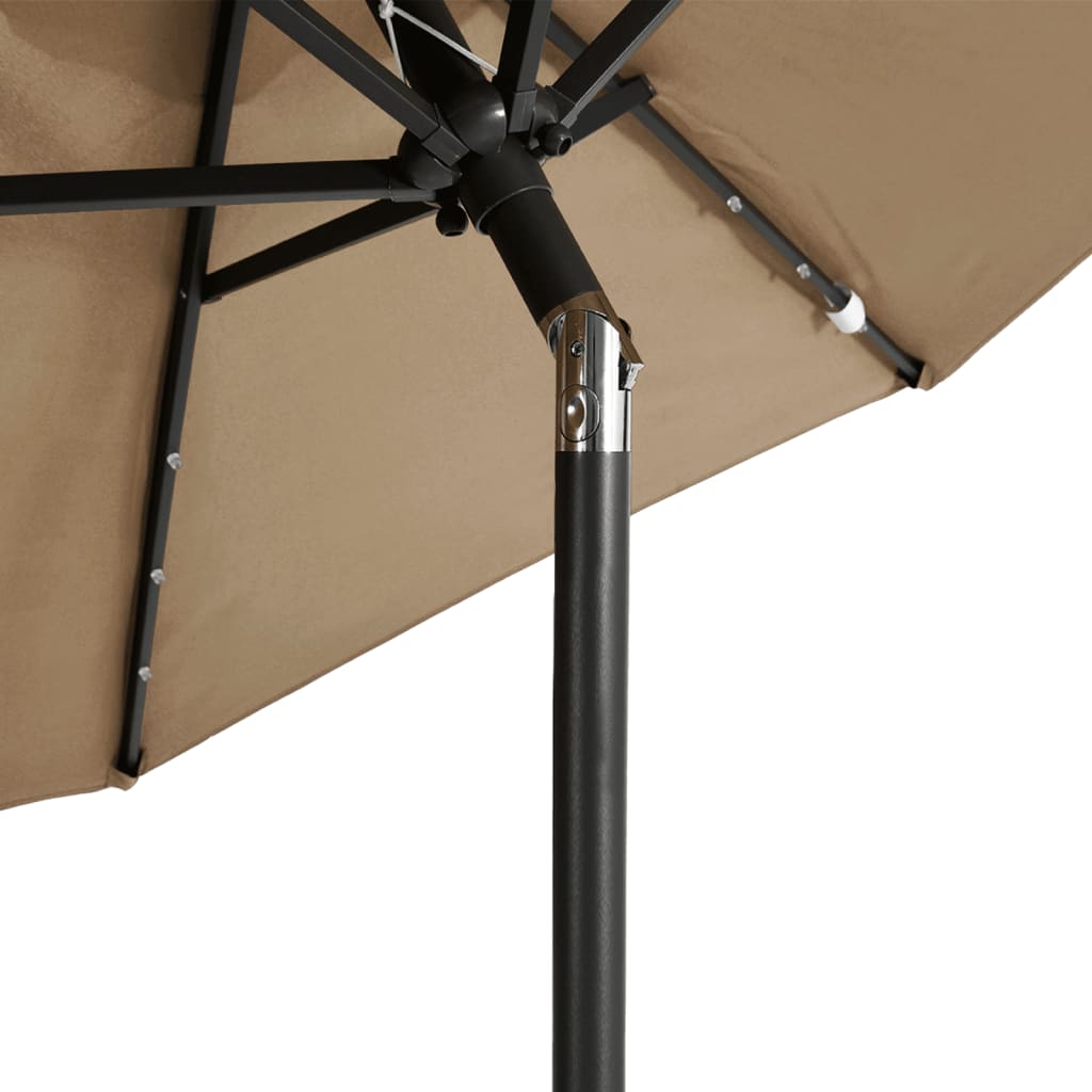 vidaXL Sonnenschirm mit LED und Stahlmast Taupe 225x225x212 cm
