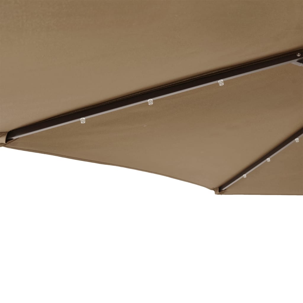 vidaXL Sonnenschirm mit LED und Stahlmast Taupe 225x225x212 cm
