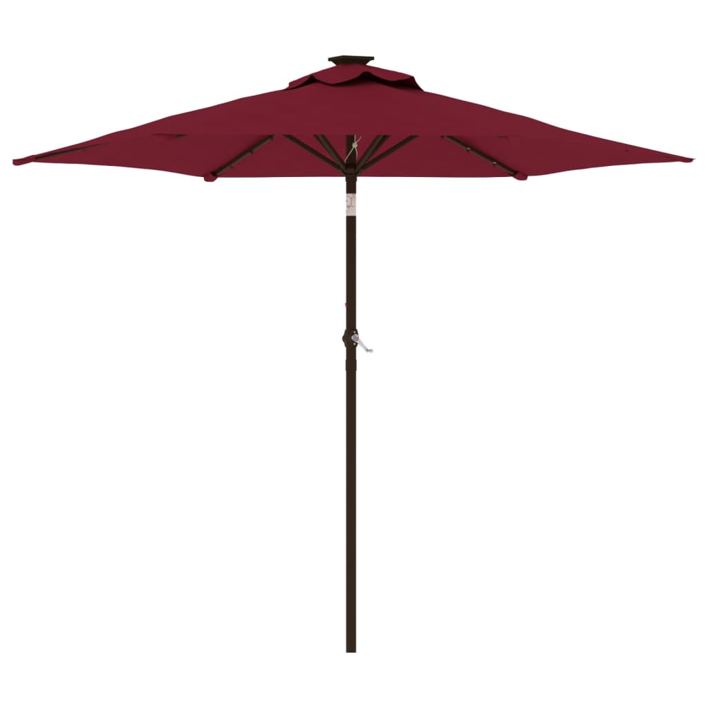 vidaXL Sonnenschirm mit LED und Stahlmast Weinrot 225x225x212 cm