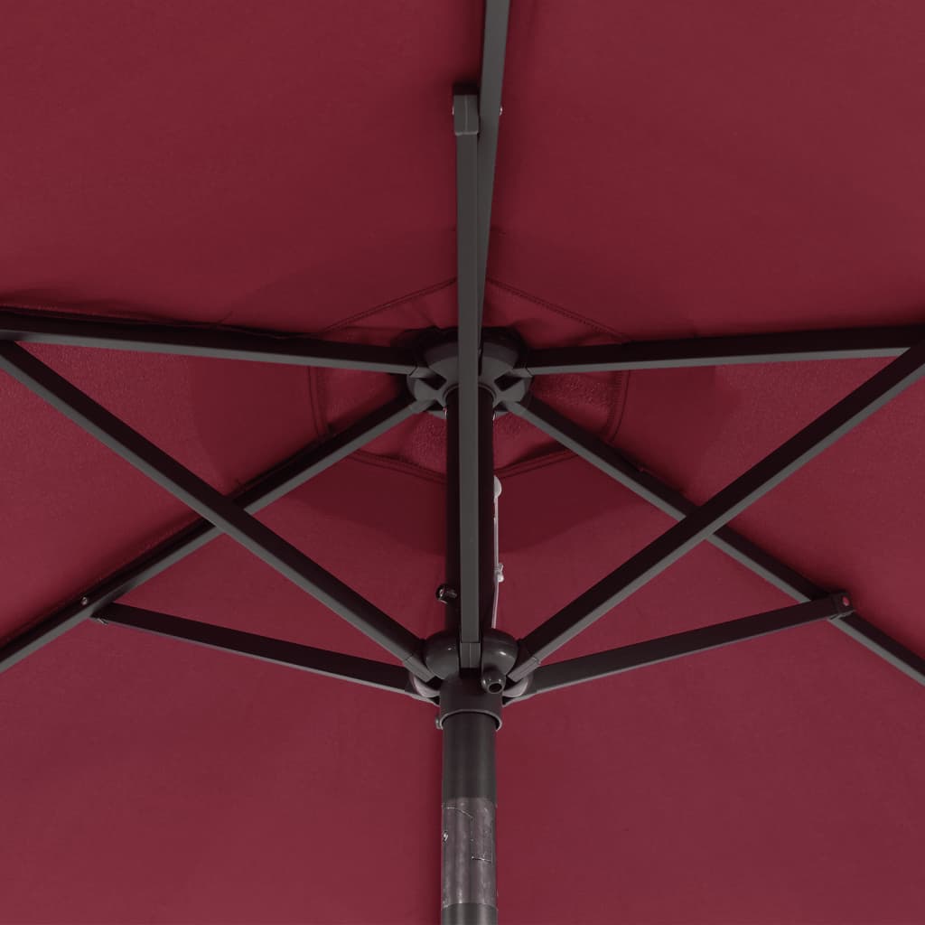 vidaXL Sonnenschirm mit LED und Stahlmast Weinrot 225x225x212 cm