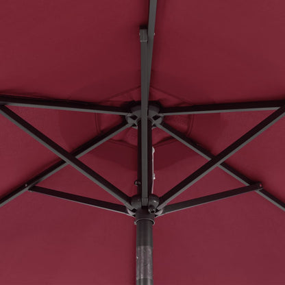 vidaXL Sonnenschirm mit LED und Stahlmast Weinrot 225x225x212 cm