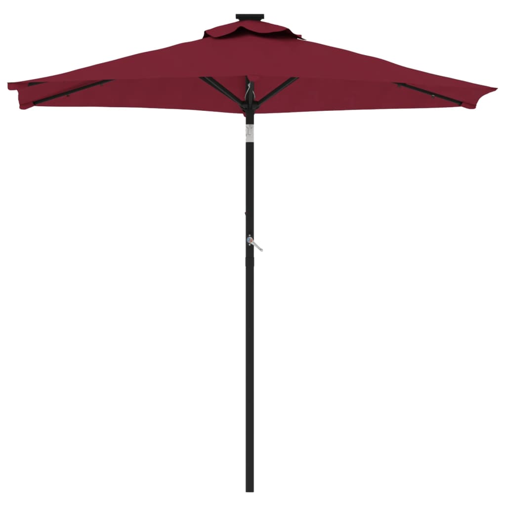 vidaXL Sonnenschirm mit LED und Stahlmast Weinrot 225x225x212 cm