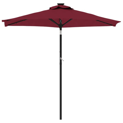 vidaXL Sonnenschirm mit LED und Stahlmast Weinrot 225x225x212 cm
