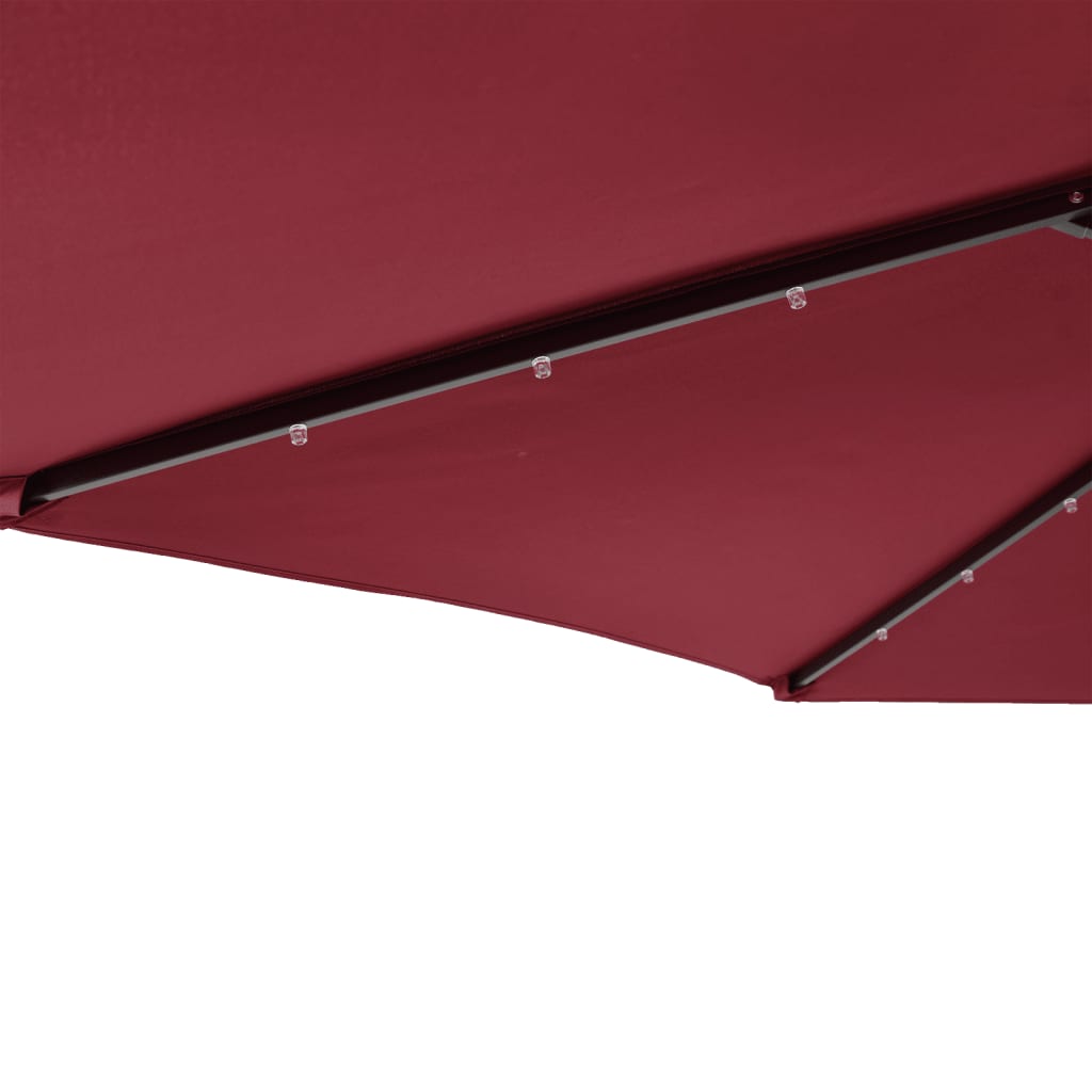 vidaXL Sonnenschirm mit LED und Stahlmast Weinrot 225x225x212 cm