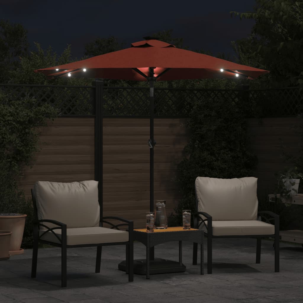 vidaXL Parasol avec LED et mât en acier Terracotta 225x225x212 cm