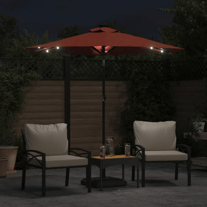 vidaXL Parasol avec LED et mât en acier Terracotta 225x225x212 cm