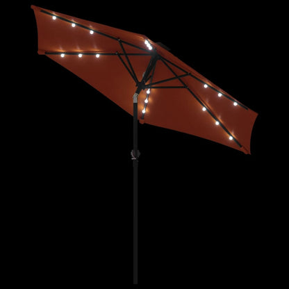 vidaXL Parasol avec LED et mât en acier Terracotta 225x225x212 cm