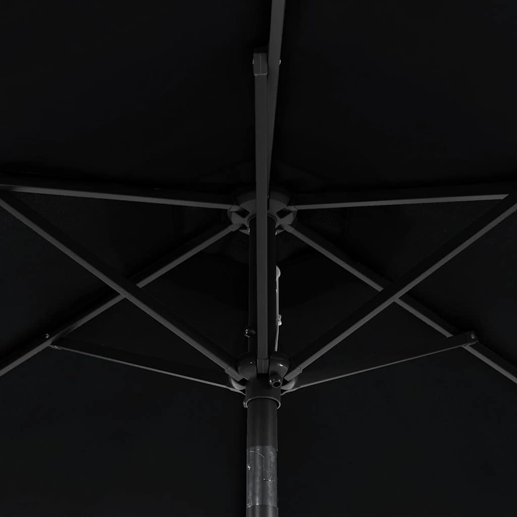 vidaXL Sonnenschirm mit LED und Stahlmast Schwarz 225x225x212 cm