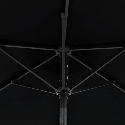vidaXL Sonnenschirm mit LED und Stahlmast Schwarz 225x225x212 cm