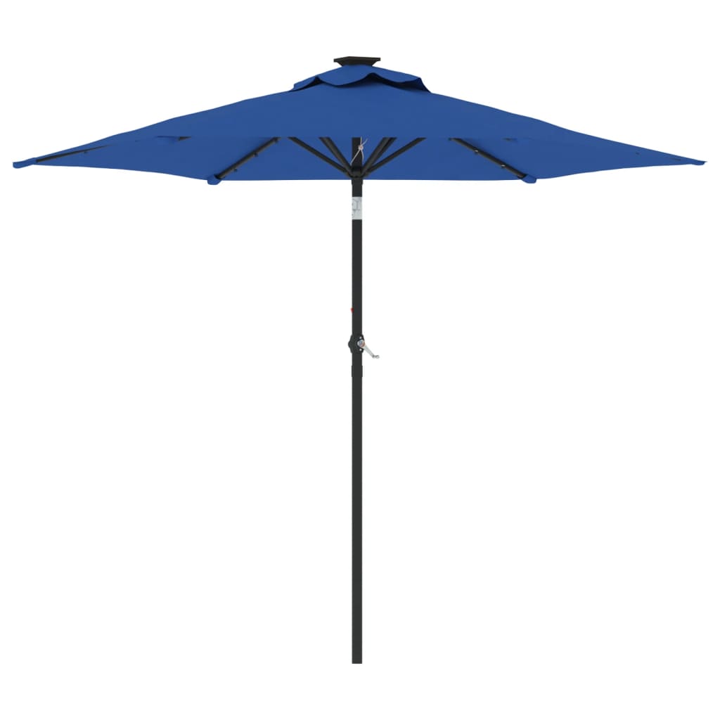 vidaXL Parasol avec LED et mât en acier Bleu azur 225x225x212 cm