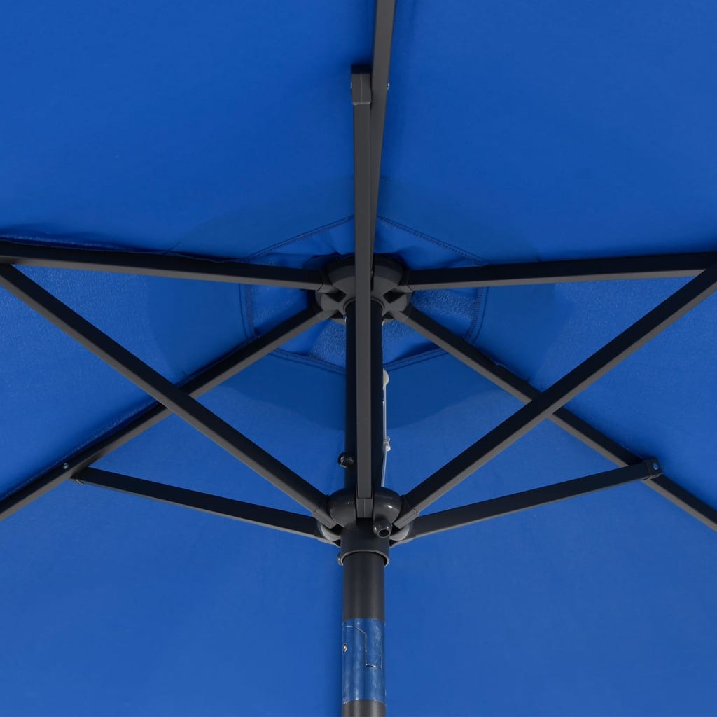 vidaXL Parasol avec LED et mât en acier Bleu azur 225x225x212 cm