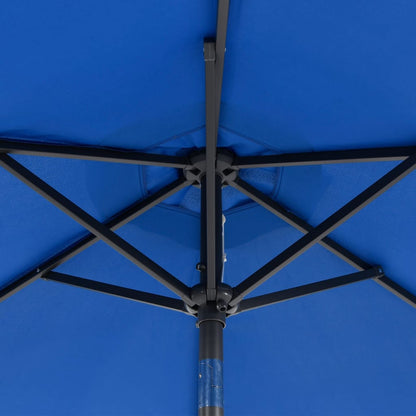 vidaXL Parasol avec LED et mât en acier Bleu azur 225x225x212 cm