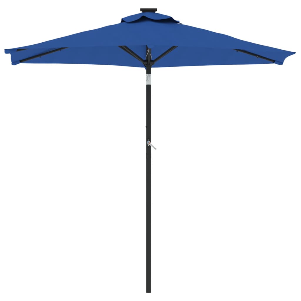 vidaXL Parasol avec LED et mât en acier Bleu azur 225x225x212 cm
