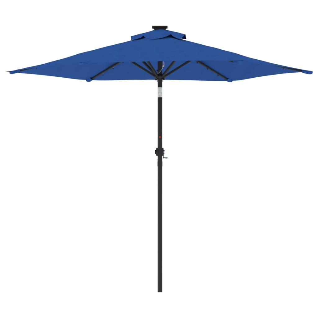 vidaXL Parasol avec LED et mât en acier Bleu azur 225x225x212 cm