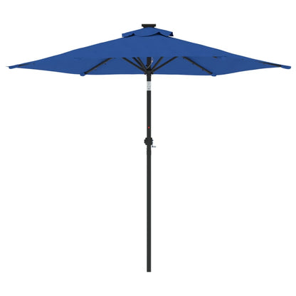vidaXL Parasol avec LED et mât en acier Bleu azur 225x225x212 cm