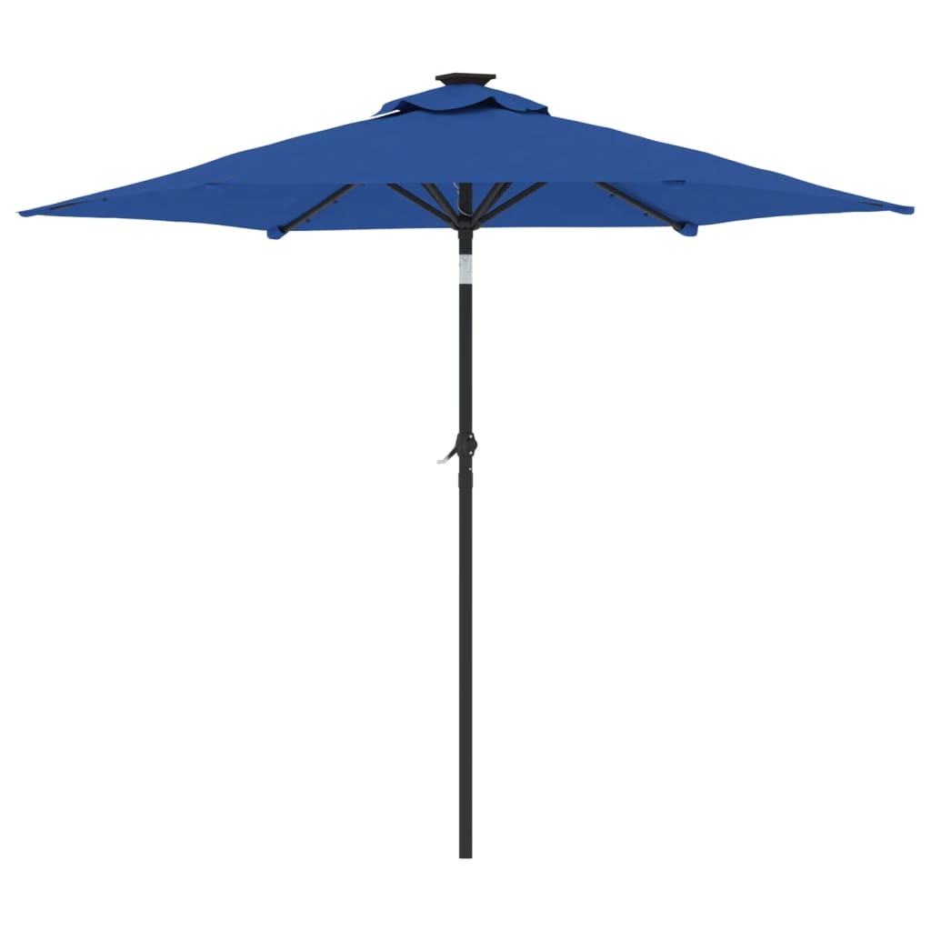 vidaXL Parasol avec LED et mât en acier Bleu azur 225x225x212 cm