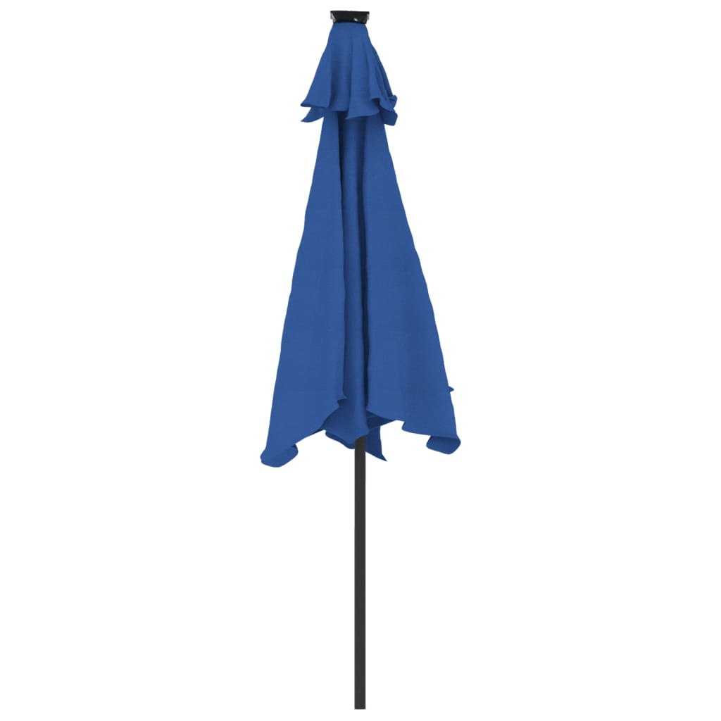 vidaXL Parasol avec LED et mât en acier Bleu azur 225x225x212 cm