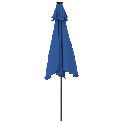 vidaXL Parasol avec LED et mât en acier Bleu azur 225x225x212 cm