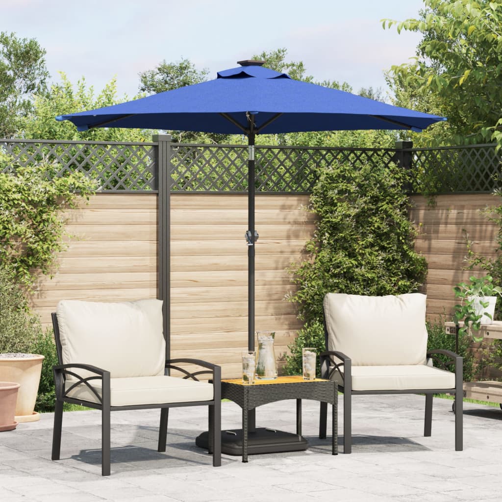 vidaXL Parasol avec LED et mât en acier Bleu azur 225x225x212 cm
